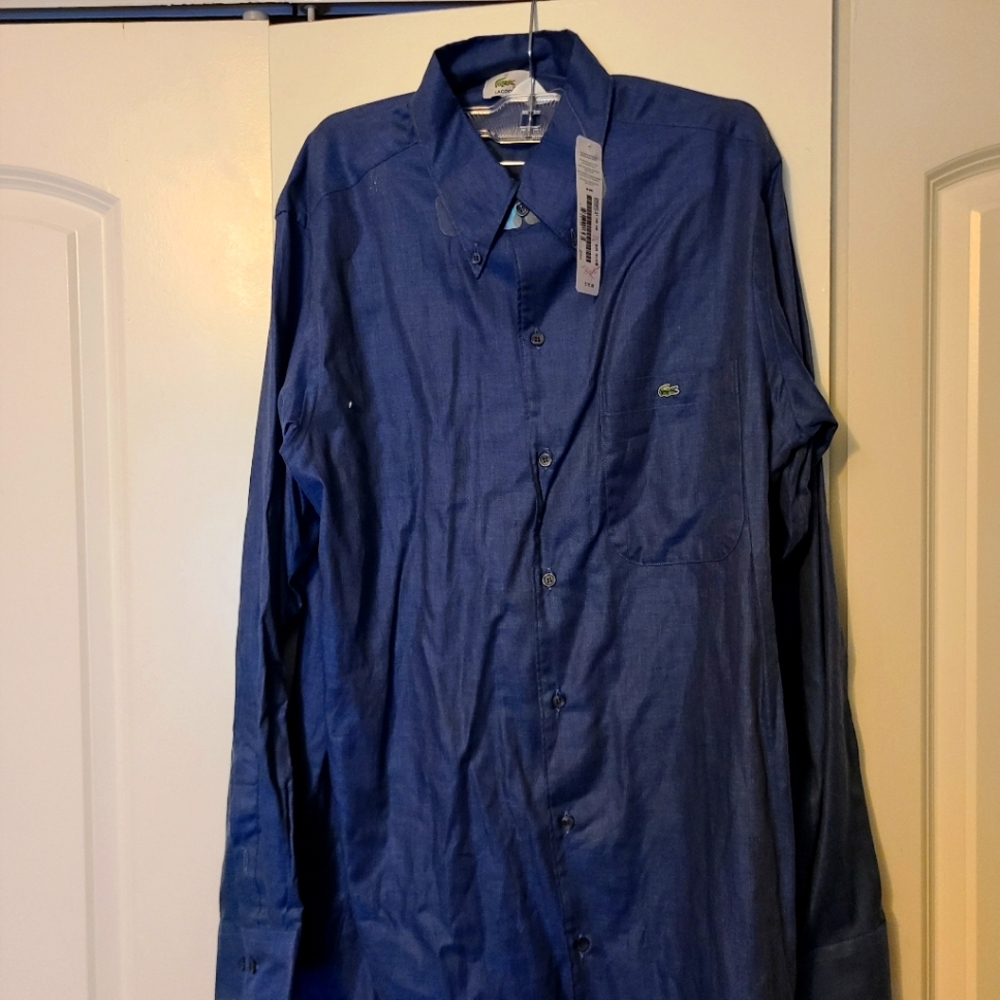 LACOSTE MEN'S 15 1/2 BUTTON DOWN SLIN FIT DRESS SHIRT